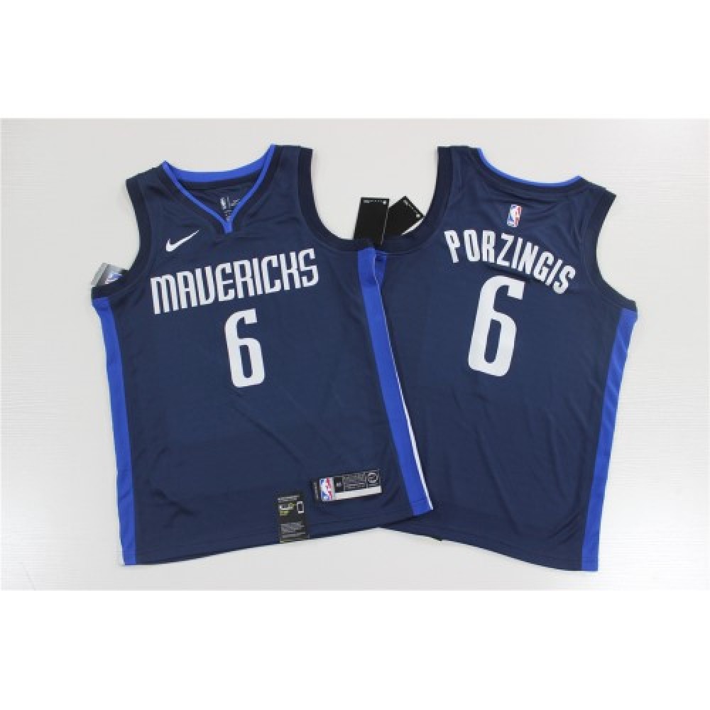 Men's Dallas Mavericks Kristaps Porzingis #6 Navy Finished Swingman Jersey - Statement Edition-Pro Kit Vault | Brand New 26/27 Sports Jerseys